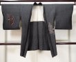 Photo1: L0318K Used Japanese women  Black HAORI short jacket / Silk. Flower,   (Grade B) (1)