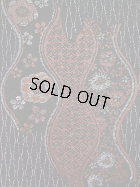 Photo7: L0318K Used Japanese women  Black HAORI short jacket / Silk. Flower,   (Grade B) (7)