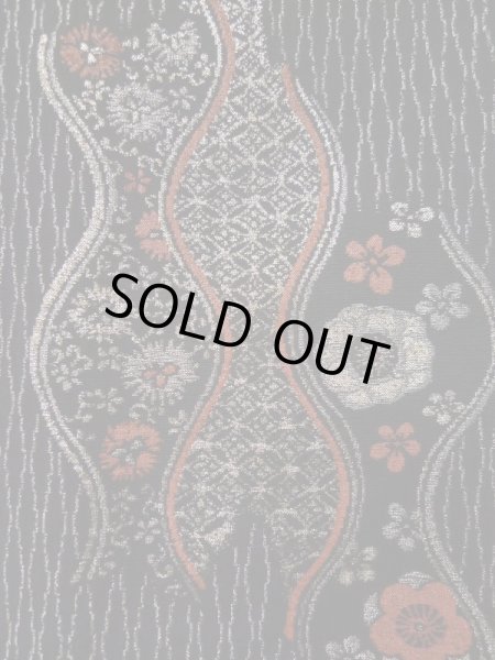 Photo8: L0318K Used Japanese women  Black HAORI short jacket / Silk. Flower,   (Grade B) (8)