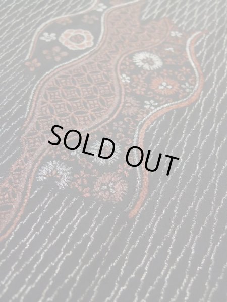 Photo10: L0318K Used Japanese women  Black HAORI short jacket / Silk. Flower,   (Grade B) (10)