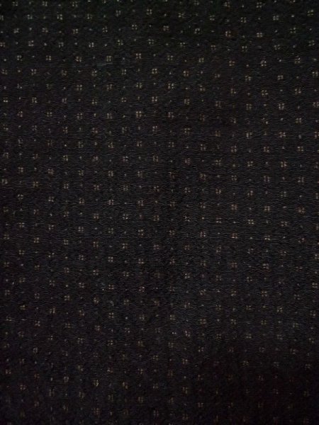 Photo6: L0318N Used Japanese men  Black Men's Haori / Silk. Dot motif in lining: strip paper  (Grade D) (6)