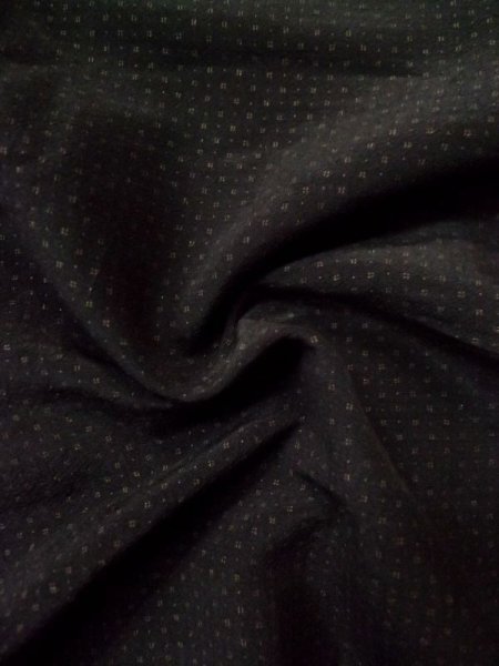 Photo10: L0318N Used Japanese men  Black Men's Haori / Silk. Dot motif in lining: strip paper  (Grade D) (10)
