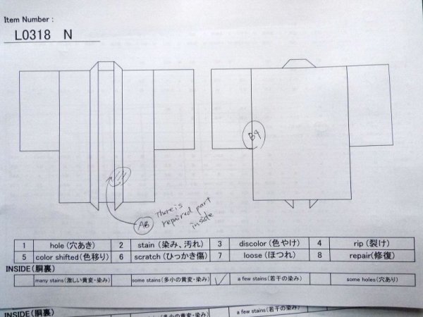 Photo13: L0318N Used Japanese men  Black Men's Haori / Silk. Dot motif in lining: strip paper  (Grade D) (13)
