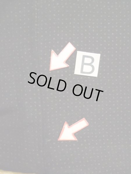 Photo15: L0318N Used Japanese men  Black Men's Haori / Silk. Dot motif in lining: strip paper  (Grade D) (15)