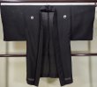 Photo1: L0318Q Used Japanese men  Black Men's Haori / Silk.    (Grade D) (1)