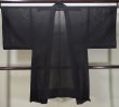 Photo2: L0318S Used Japanese men  Black Men's Haori / Silk.    (Grade D) (2)