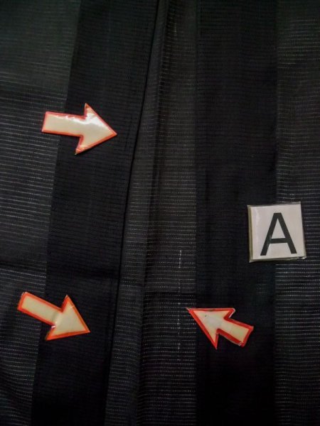 Photo12: L0318S Used Japanese men  Black Men's Haori / Silk.    (Grade D) (12)