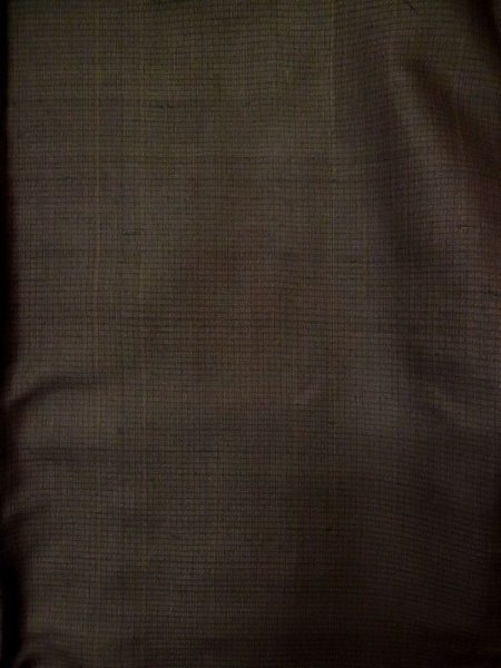 Photo3: L0318T Used Japanese menPale  Brown Men's Haori / Silk. Plaid Checks motif in lining: book  (Grade C) (3)