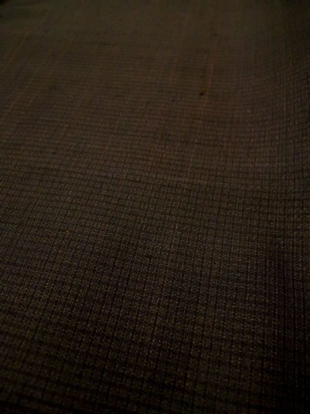 Photo8: L0318T Used Japanese menPale  Brown Men's Haori / Silk. Plaid Checks motif in lining: book  (Grade C) (8)