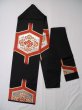 Photo1: L0323J Vintage Japanese Kimono   Black NAGOYA OBI sash Chinese flower Silk. (Grade B) (1)