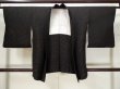 Photo1: L0324B Used Japanese women  Black HAORI short jacket / Silk. Chrysanthemum,   (Grade C) (1)