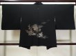 Photo2: L0324G Used Japanese women  Black HAORI short jacket / Silk. Flower,   (Grade B) (2)