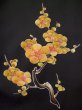 Photo7: L0324J Used Japanese women  Black HAORI short jacket / Synthetic. UME plum bloom,   (Grade B) (7)