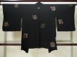 Photo2: L0324L Used Japanese women  Black HAORI short jacket / Silk. UME plum bloom,   (Grade B) (2)