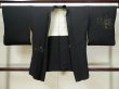 Photo1: L0324M Used Japanese women  Black HAORI short jacket / Silk. Chrysanthemum, motif: festival car  (Grade B) (1)