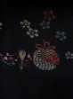 Photo8: L0324O Used Japanese women  Black HAORI short jacket / Silk. SAKURA cherry blossom, motif: tea set  (Grade B) (8)
