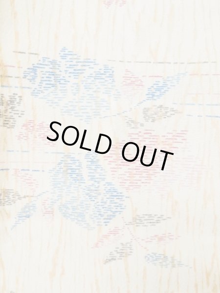 Photo5: L0330D Used Japanese women   Ivory HAORI short jacket / Synthetic. Flower,   (Grade C) (5)