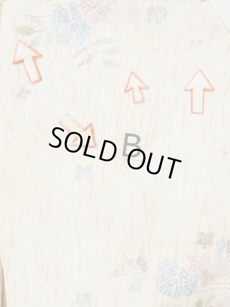 Photo16: L0330D Used Japanese women   Ivory HAORI short jacket / Synthetic. Flower,   (Grade C) (16)