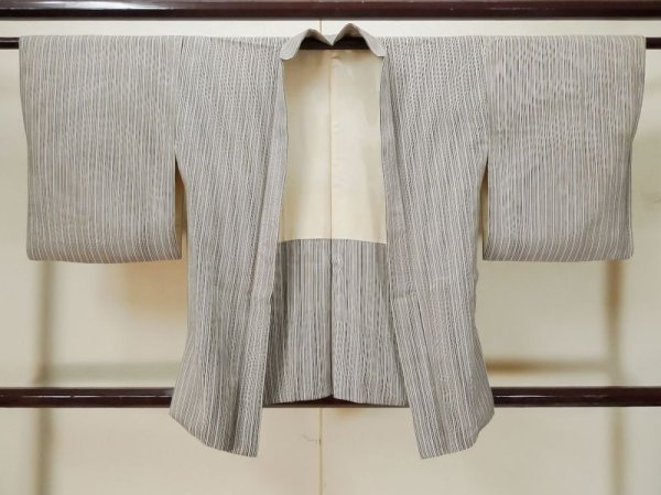 Photo1: L0330F Used Japanese women   Multi Color HAORI short jacket / Silk. Stripes   (Grade B) (1)