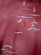Photo3: L0330O Used Japanese women Pale  Dark Red HAORI short jacket / Synthetic. Flower, Base woven pattern:  Dapple pattern  (Grade B) (3)