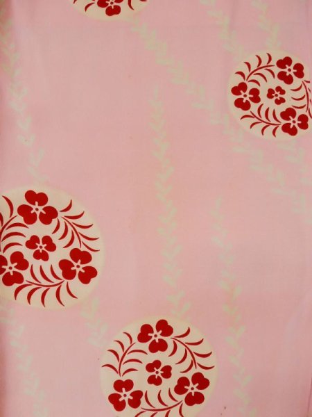 Photo3: L0331B Used Japanese women pink JUBAN undergarment / Silk. Flower,   (Grade C) (3)