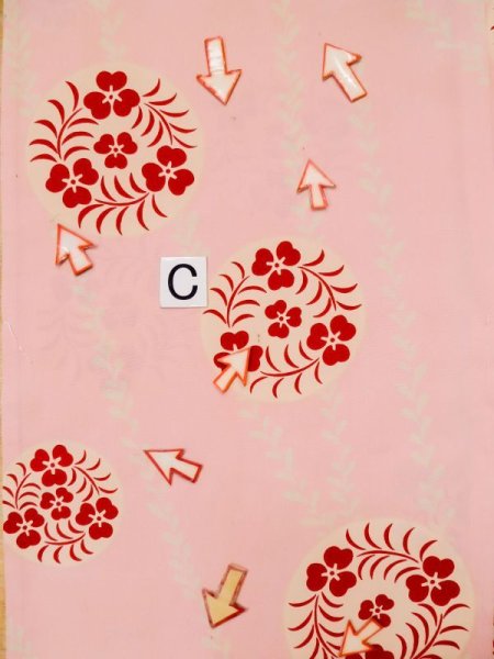 Photo16: L0331B Used Japanese women pink JUBAN undergarment / Silk. Flower,   (Grade C) (16)
