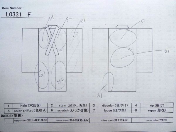 Photo14: L0331F Used Japanese women Light green JUBAN undergarment / Mousseline. MOMIJI maple leaf,   (Grade D) (14)