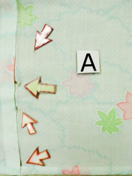 Photo15: L0331F Used Japanese women Light green JUBAN undergarment / Mousseline. MOMIJI maple leaf,   (Grade D) (15)