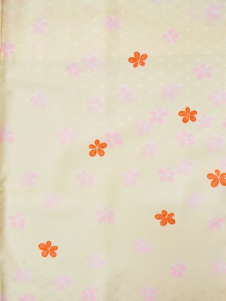 Photo3: L0331K Used Japanese women  Cream JUBAN undergarment / Synthetic. Flower   (Grade C) (3)