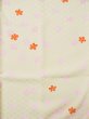 Photo4: L0331K Used Japanese women  Cream JUBAN undergarment / Synthetic. Flower   (Grade C) (4)