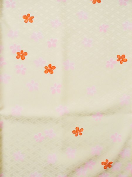 Photo4: L0331K Used Japanese women  Cream JUBAN undergarment / Synthetic. Flower   (Grade C) (4)