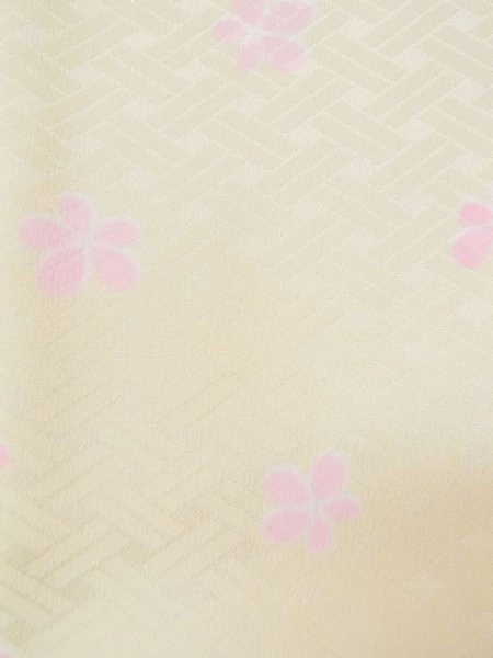 Photo9: L0331K Used Japanese women  Cream JUBAN undergarment / Synthetic. Flower   (Grade C) (9)