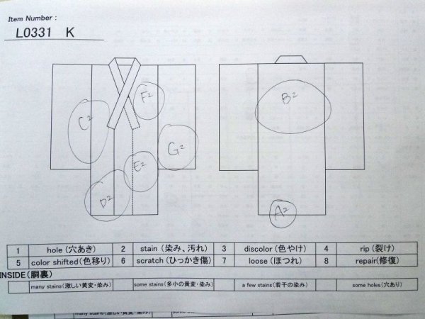 Photo15: L0331K Used Japanese women  Cream JUBAN undergarment / Synthetic. Flower   (Grade C) (15)