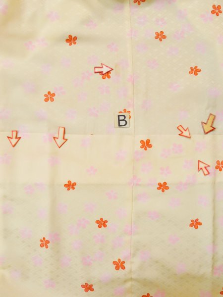 Photo17: L0331K Used Japanese women  Cream JUBAN undergarment / Synthetic. Flower   (Grade C) (17)