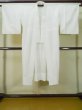 Photo1: L0331M Used Japanese women  white JUBAN undergarment / Synthetic.  Base woven pattern: UME plum bloom, grass, cloud  (Grade C) (1)