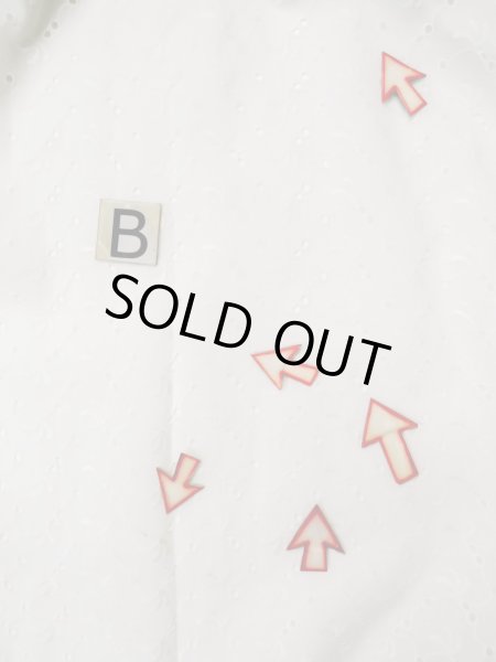 Photo13: L0406E Used Japanese women  Off White JUBAN undergarment / Linen. Abstract pattern   (Grade C) (13)