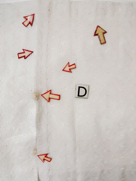 Photo15: L0406E Used Japanese women  Off White JUBAN undergarment / Linen. Abstract pattern   (Grade C) (15)