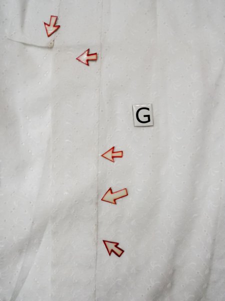 Photo18: L0406E Used Japanese women  Off White JUBAN undergarment / Linen. Abstract pattern   (Grade C) (18)