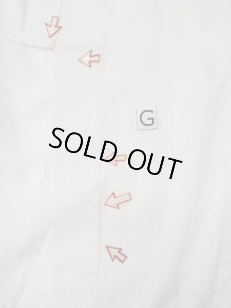 Photo18: L0406E Used Japanese women  Off White JUBAN undergarment / Linen. Abstract pattern   (Grade C) (18)