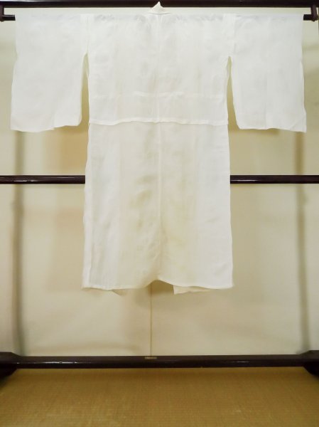 Photo2: L0406G Used Japanese women  Off White JUBAN undergarment / Linen.  There is a impression from use.  (Grade D) (2)