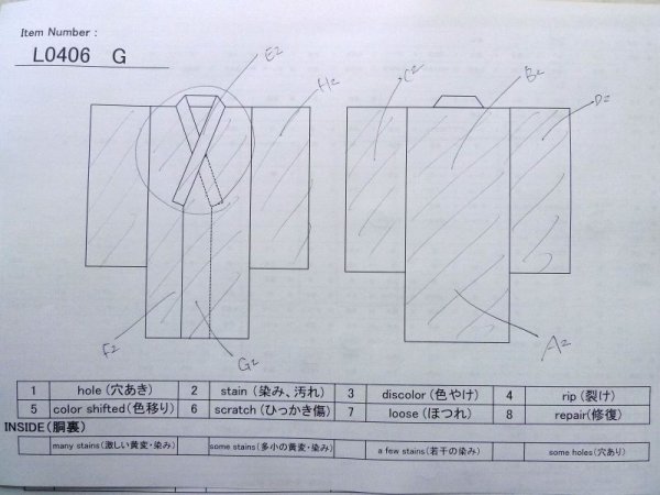 Photo13: L0406G Used Japanese women  Off White JUBAN undergarment / Linen.  There is a impression from use.  (Grade D) (13)