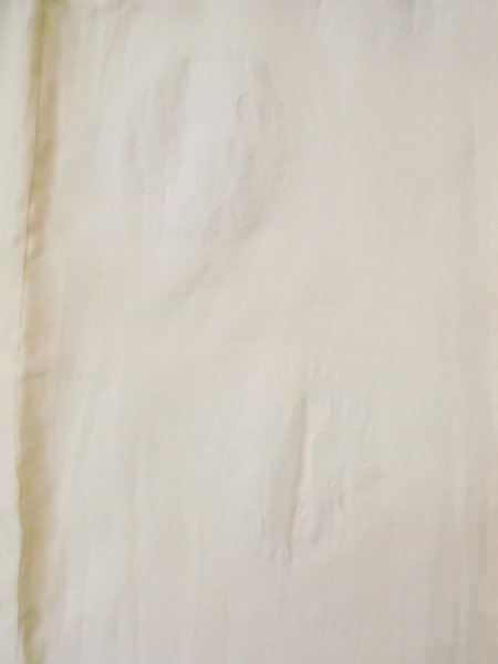 Photo3: L0406I Used Japanese women  Off White JUBAN undergarment / Linen.    (Grade D) (3)