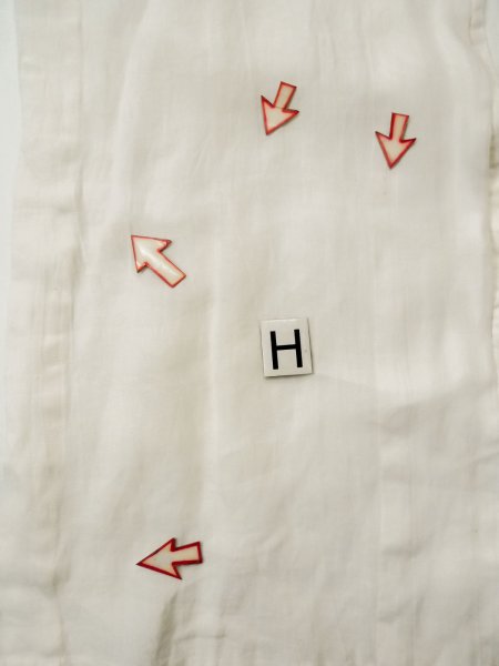 Photo21: L0406L Used Japanese women  Off White JUBAN undergarment / Linen.  There is a impression from use.  (Grade C) (21)