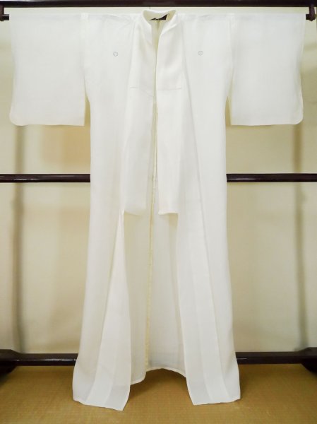 Photo1: L0406M Used Japanese women  Off White JUBAN undergarment / Linen.    (Grade C) (1)