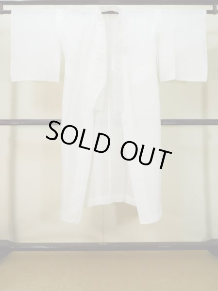 Photo1: L0406O Used Japanese women white JUBAN undergarment / Linen.    (Grade C) (1)