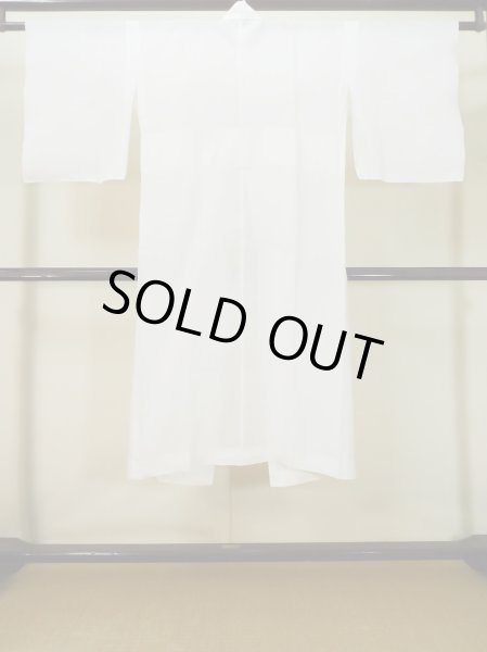 Photo2: L0406O Used Japanese women white JUBAN undergarment / Linen.    (Grade C) (2)