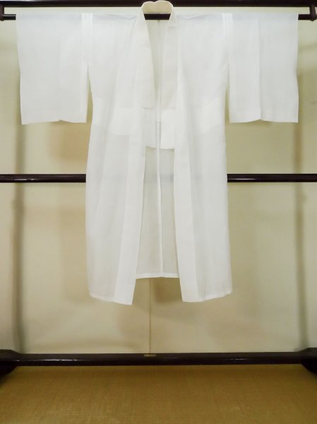 Photo1: L0406Q Used Japanese women  white JUBAN undergarment / Linen.    (Grade C) (1)