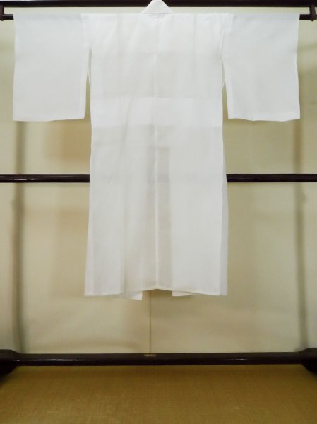 Photo2: L0406S Used Japanese women  white JUBAN undergarment / Synthetic.    (Grade D) (2)