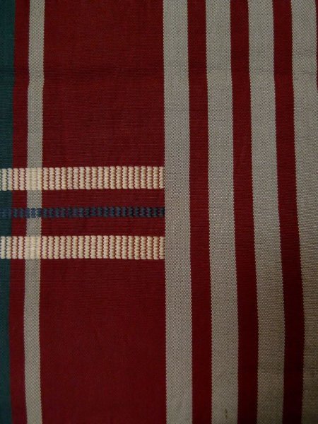 Photo5: L0407A Vintage Japanese Kimono Dark Grayish Green HANHABA OBI half width sash Plaid Checks Silk. (5)