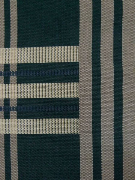 Photo7: L0407A Vintage Japanese Kimono Dark Grayish Green HANHABA OBI half width sash Plaid Checks Silk. (7)